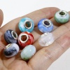 Picture of Resin European Style Large Hole Charm Beads At Random Color Round Ink Spot 14mm Dia., Hole: Approx 4.6mm, 20 PCs