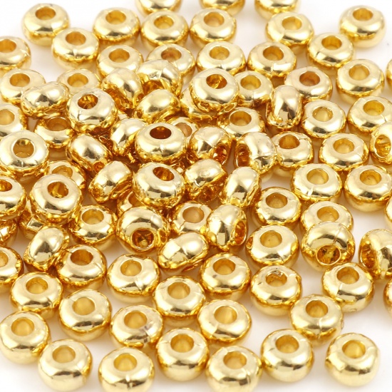 Picture of Zinc Based Alloy Beads Real Gold Plated Round About 5mm Dia, Hole: Approx 1.6mm, 20 PCs