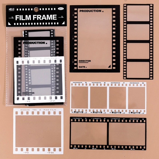 Image de 3# DIY Papier Autocollant Décoration en PET Noir & Blanc 1 Kit ( 15 Pcs/Kit)