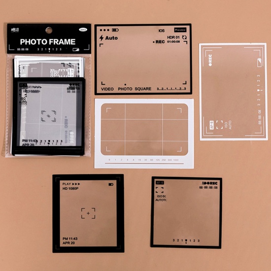 Image de 4# DIY Papier Autocollant Décoration en PET Noir & Blanc 1 Kit ( 15 Pcs/Kit)