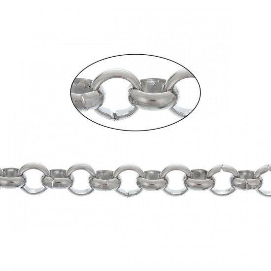 Immagine di Acciaio Inossidabile Rollo Catena Accessori Tono Argento 4mm Dia, 2 M