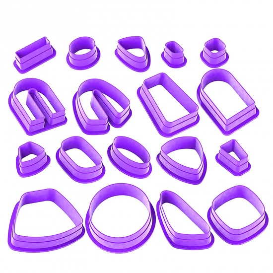 Image de Outil Pâte à Modeler Coupeur d'Argile en Plastique Violet 1 Kit （ 18 Pcs/Kit)