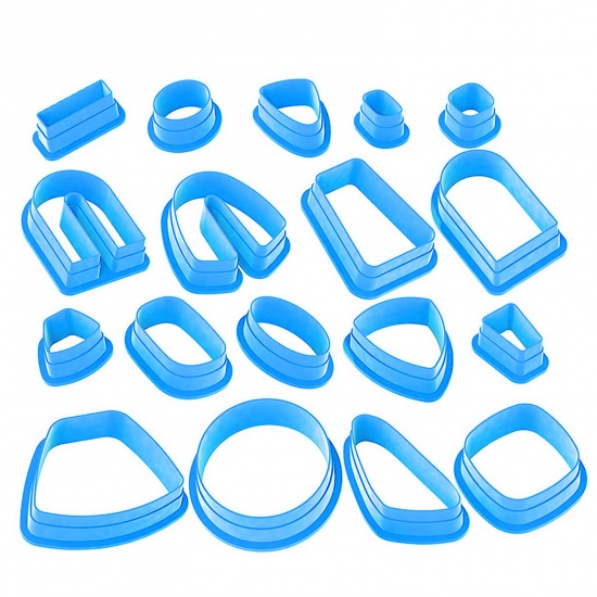 Picture of Plastic Modeling Clay Tools Clay Cutters for Polymer Clay Jewelry Making Earring Making Blue 1 Set ( 18 PCs/Set)