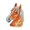 Picture of Polyester Iron On Patches Appliques (With Glue Back) Craft Brown Horse Animal 5.5cm x 4cm, 5 PCs