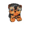 Picture of Polyester Iron On Patches Appliques (With Glue Back) Craft Black Brown Dog Animal 7cm x 5cm, 5 PCs