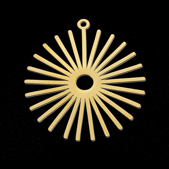 Immagine di Stainless Steel Pendants Gold Plated Sunflower 33mm x 30mm, 5 PCs