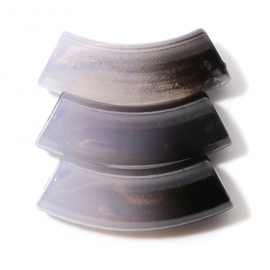 Image de Perles en Acrylique Tube Courbé Noir Couleur du Dégradé 3.7cm x 1.2cm, Trou: env. 2.4mm, 20 Pcs