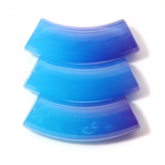 Image de Perles en Acrylique Tube Courbé Bleu Couleur du Dégradé 3.7cm x 1.2cm, Trou: env. 2.4mm, 20 Pcs