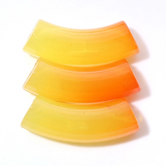 Imagen de Acrílico Cuentas Tubo Curvado , Amarillo Degradado de Color 3.7cm x 1.2cm, Agujero: Aprox 2.4mm, 20 Unidades