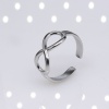 Picture of Stainless Steel Punk Open Adjustable Rings Silver Tone Infinity Symbol 17.3mm(US Size 7), 2 PCs