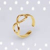 Picture of Stainless Steel Punk Open Adjustable Rings Gold Plated Infinity Symbol 18.9mm(US Size 9), 2 PCs