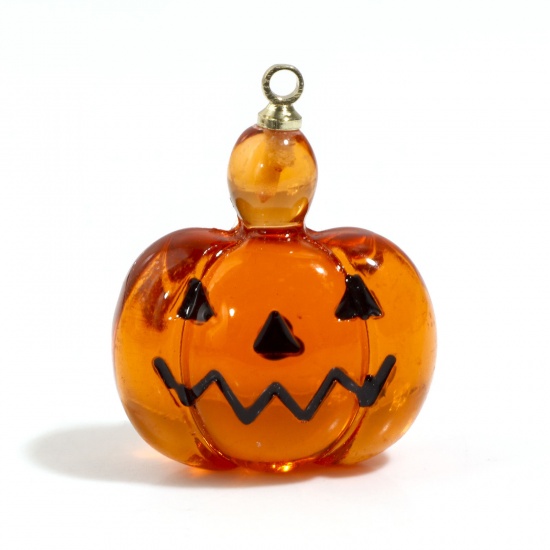 Immagine di Resina Halloween Charms Zucca Arancione 26mm x 20mm, 2 Pz