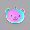 Picture of Stainless Steel Pet Silhouette Charms Multicolor Bear Animal Hollow 23mm x 19mm, 2 PCs