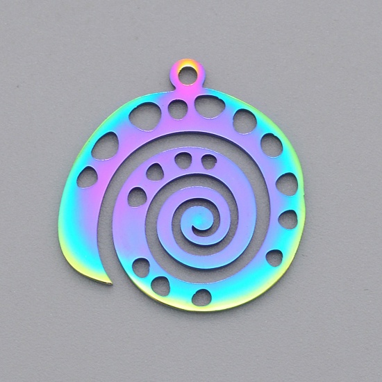 Picture of Stainless Steel Charms Multicolor Round Swirl Hollow 22mm x 21mm, 2 PCs