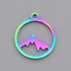 Picture of Stainless Steel Travel Charms Multicolor Round Mountain Hollow 14mm x 12mm, 2 PCs