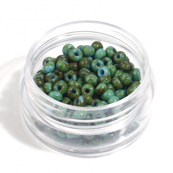 Immagine di (5g) Vetro Seme Perline Round Rocailles Erba Verde Pietra Imitazione 3mmx 2mm, Foro:Circa 1mm, 1 Scatola