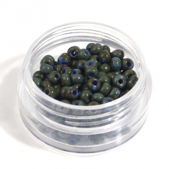 Immagine di (5g) Vetro Seme Perline Round Rocailles Verde Salvia Pietra Imitazione 3mmx 2mm, Foro:Circa 1mm, 1 Scatola