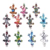 Bild von Steckverbinder aus Zinklegierung, Gecko, mehrfarbig, zufällig, Emaille, 3,5 cm x 1,7 cm, 1 Paket (10 Stück/Paket)
