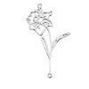 Picture of 304 Stainless Steel Birth Month Flower Connectors Silver Tone March Hollow 4.4cm x 1.9cm, 1 Piece