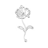 Picture of 304 Stainless Steel Birth Month Flower Connectors Silver Tone April Hollow 4.3cm x 2.3cm, 1 Piece