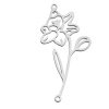 Picture of 304 Stainless Steel Birth Month Flower Connectors Silver Tone December Hollow 4.4cm x 2.2cm, 1 Piece