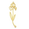 Picture of 304 Stainless Steel Birth Month Flower Connectors Gold Plated February Hollow 4.4cm x 1.3cm, 1 Piece