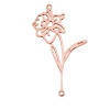 Picture of 304 Stainless Steel Birth Month Flower Connectors Rose Gold March Hollow 4.4cm x 1.9cm, 1 Piece