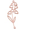 Picture of 304 Stainless Steel Birth Month Flower Connectors Rose Gold May Hollow 4.4cm x 2.1cm, 1 Piece