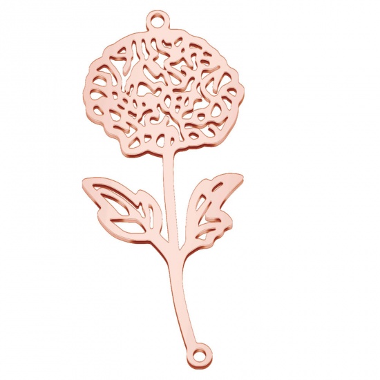 Image de Connecteurs en 304 Acier Inoxydable Fleur de Mois de Naissance Or Rose novembre Creux 4.4cm x 1.9cm, 1 Pièce