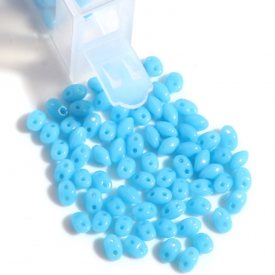 Immagine di (10g) (Importazione Ceca) Vetro Perline di Semi con Due Fori Blu Opaco Circa 5mm x 4mm, Foro: circa 0.8mm, 1 Bottiglia (Circa 15 Pz/Grammo)