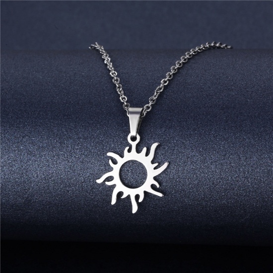 Bild von 304 Edelstahl Galaxis Gliederkette Kette Halskette Silberfarbe Sonne 45cm lang, 2 Strange