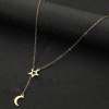 Picture of Titanium Steel Stylish Y Shaped Lariat Necklace Gold Plated Star Moon Hollow 45cm(17 6/8") long, 1 Piece