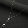 Picture of Titanium Steel Stylish Y Shaped Lariat Necklace Silver Tone Star Moon Hollow 45cm(17 6/8") long, 1 Piece