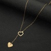 Picture of Titanium Steel Stylish Y Shaped Lariat Necklace Gold Plated Heart Hollow 45cm(17 6/8") long, 1 Piece
