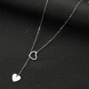 Picture of Titanium Steel Stylish Y Shaped Lariat Necklace Silver Tone Heart Hollow 45cm(17 6/8") long, 1 Piece