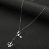 Picture of Titanium Steel Stylish Y Shaped Lariat Necklace Silver Tone Musical Note Heart Hollow 45cm(17 6/8") long, 1 Piece