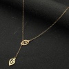 Picture of Titanium Steel Stylish Y Shaped Lariat Necklace Gold Plated Leaf Hollow 45cm(17 6/8") long, 1 Piece