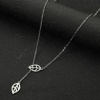 Picture of Titanium Steel Stylish Y Shaped Lariat Necklace Silver Tone Leaf Hollow 45cm(17 6/8") long, 1 Piece