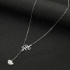 Picture of Titanium Steel Stylish Y Shaped Lariat Necklace Silver Tone Leaf Bird Hollow 45cm(17 6/8") long, 1 Piece
