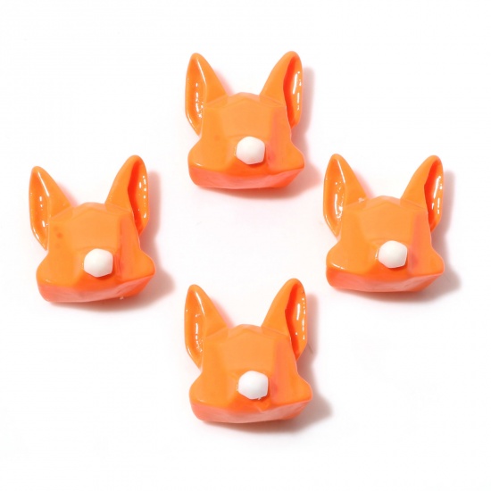 樹脂 カボション 狐 オレンジ色 ファセット カット 18mm x 15mm、 10 個 の画像