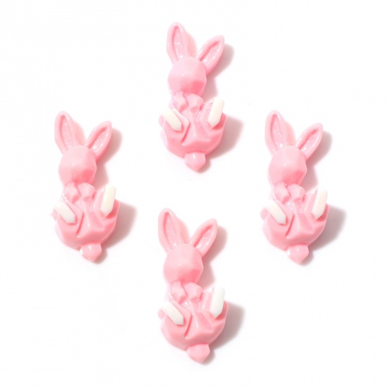 樹脂 カボション ウサギ ピンク ファセット カット 29mm x 13mm、 10 個 の画像