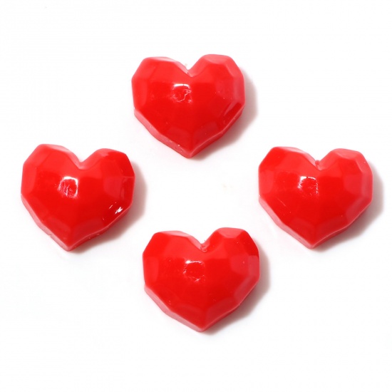 Immagine di Resina Dome Seals Cabochon Cuore Rosso Sezione 17mm x 15mm, 10 Pz