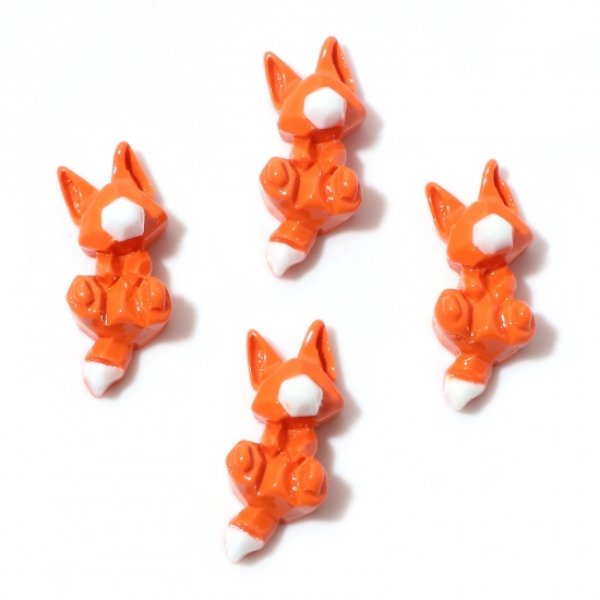 樹脂 カボション 狐 オレンジ色 ファセット カット 28mm x 14mm、 10 個 の画像