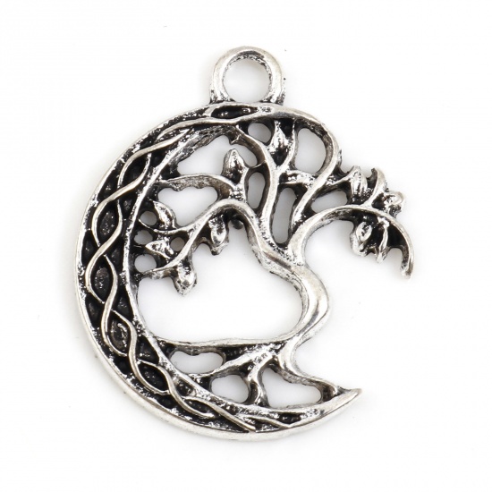 Picture of Zinc Based Alloy Religious Charms Antique Silver Color Tree Of Life Celtic Knot 21mm x 18mm, 10 PCs