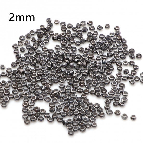 Picture of Copper Crimp Beads Cover Round Gunmetal 2mm Dia., Hole: Approx 1mm, 500 PCs