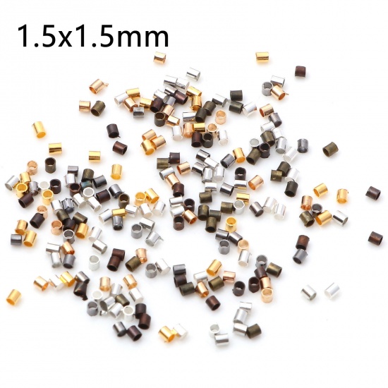 Picture of Copper Crimp Beads Cover Tube At Random 1.5mm x 1.5mm, Hole: Approx 1mm, 500 PCs