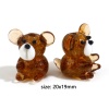 Picture of Lampwork Glass 3D Beads Bear Animal Brown About 20mm x 19mm, Hole: Approx 1.8mm, 2 PCs