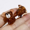 Picture of Lampwork Glass 3D Beads Bear Animal Brown About 20mm x 19mm, Hole: Approx 1.8mm, 2 PCs
