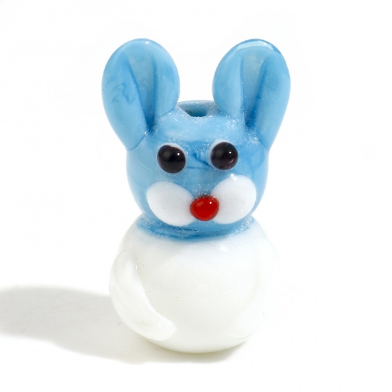 Bild von Muranoglas 3D Perlen Hase Blau ca 24mm x 15mm, Loch:ca. 1.6mm, 2 Stück