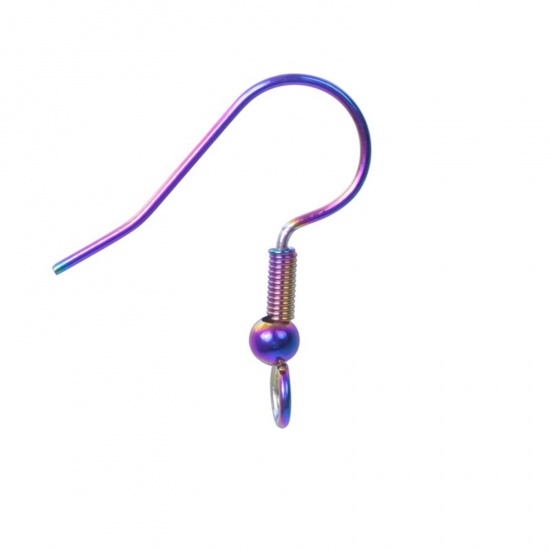 Imagen de Acero Inoxidable Gancho para la oreja Multicolor Con Lazo 21mm x 20mm, Post/ Wire Size: (20 gauge), 10 Unidades